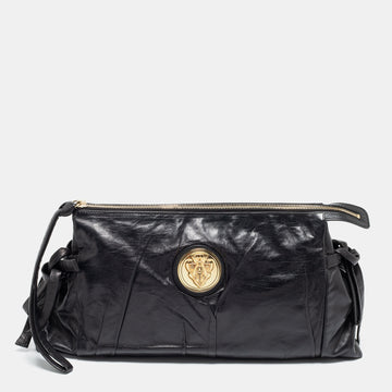 Gucci Black Leather Large Hysteria Clutch