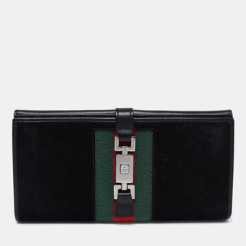 Gucci Black Suede And Canvas Web Wallet