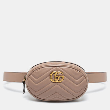 Gucci Dusty Pink Matelasse Leather GG Marmont Belt Bag