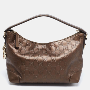 Gucci Bronze Guccissima Leather Heart Bit Hobo