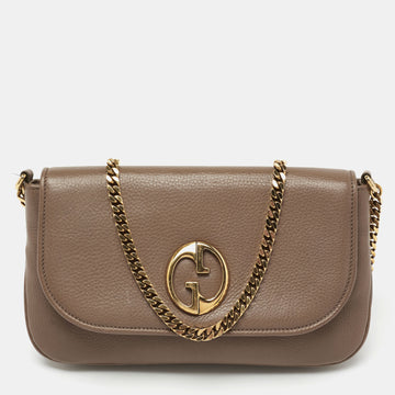 Gucci Brown Leather Medium 1973 Bucharest Chain Shoulder Bag