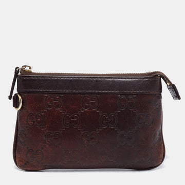 Gucci Brown Guccissima Leather Zip Pouch