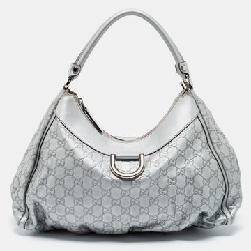 Gucci Metallic Silver Guccissima Leather D-Ring Large Hobo