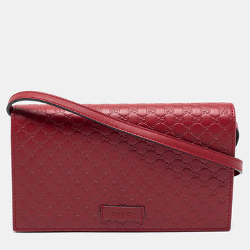 Gucci Red Microguccissima Leather Flap Crossbody Bag