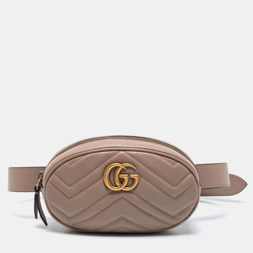 Gucci Beige Matelasse Leather GG Marmont Belt Bag