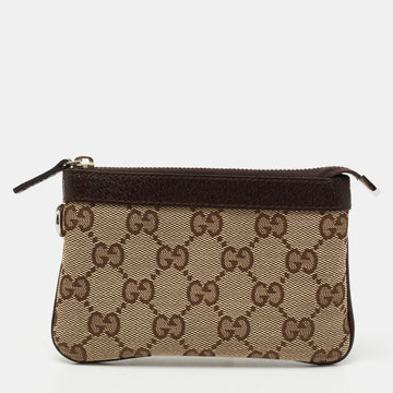 Gucci Beige/Brown GG Canvas And Leather Pouch