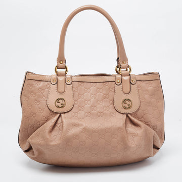 Gucci Beige Guccissima Leather Scarlett Stud Interlocking G Hobo