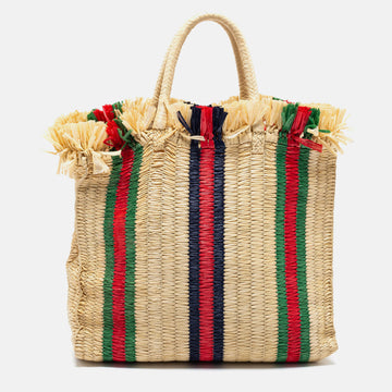 Gucci Beige Woven Straw Cestino Tote