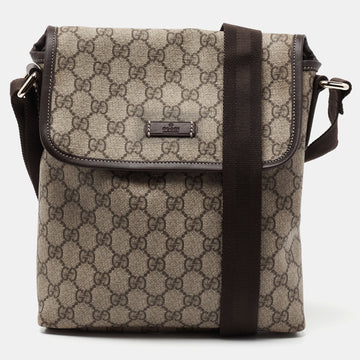 Gucci Beige/Brown GG Supreme Canvas Messenger Diaper Bag