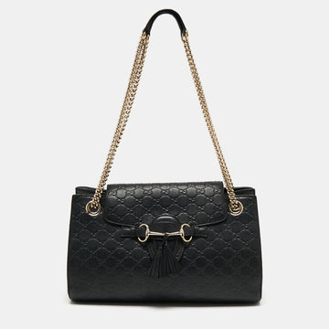 Gucci Black Guccisima Leather Emily Shoulder Bag