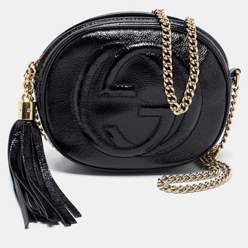 Gucci Black Patent Leather Mini Soho Chain Shoulder Bag