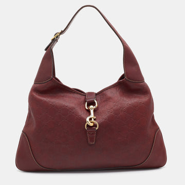 Gucci Burgundy Guccissima Leather Jackie O Bouvier Hobo