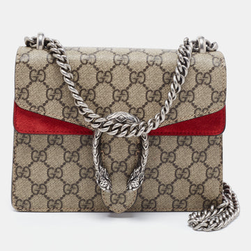 Gucci Beige/Red GG Supreme Coated Canvas and Suede Mini Dionysus Shoulder Bag