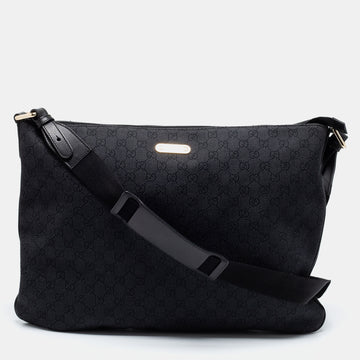 Gucci Black GG Canvas Messenger Bag