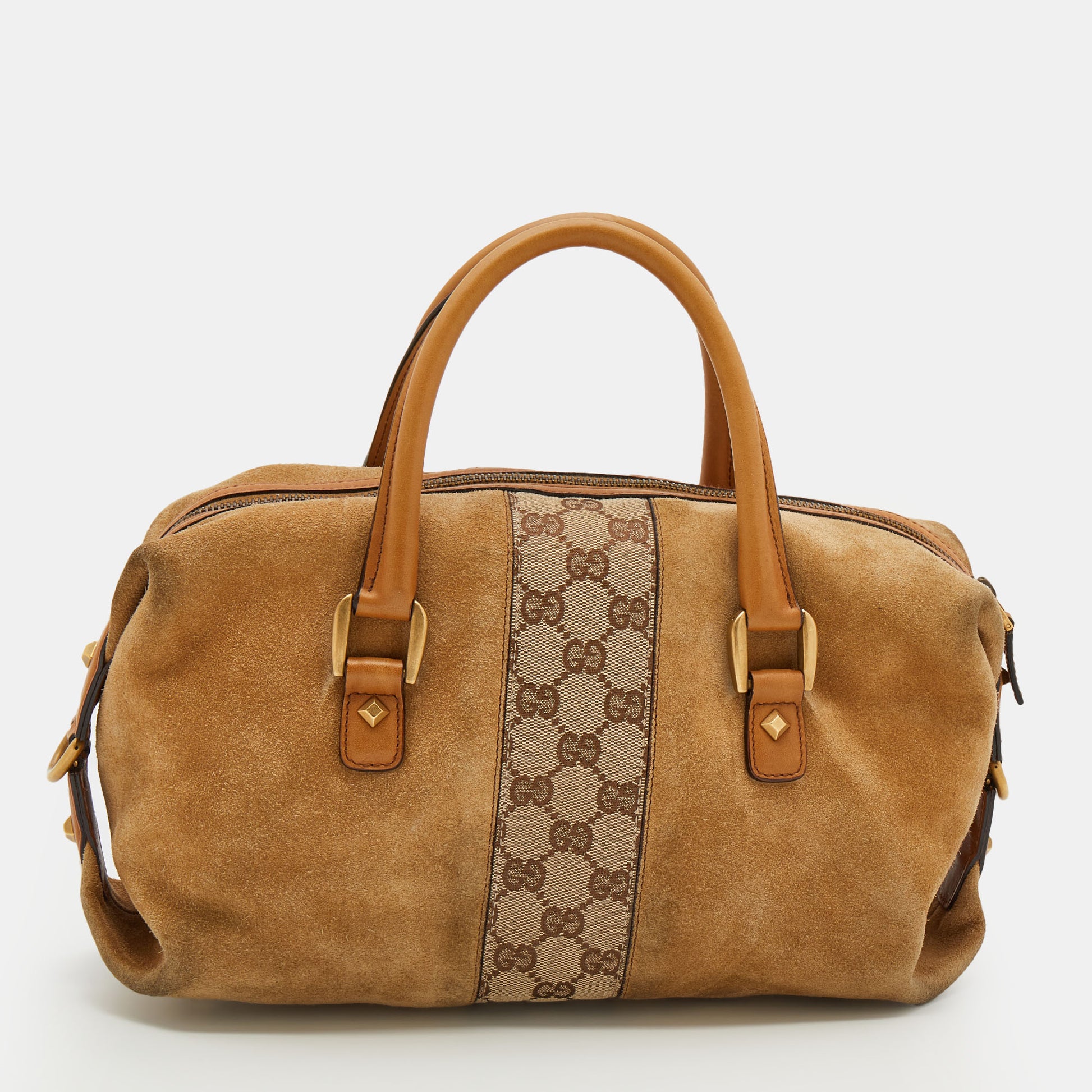 Gucci, Bags, Nwt Gucci Boston Bag Leather Suede Browntan