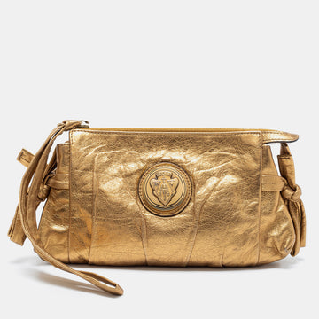 Gucci Metallic Gold Leather Hysteria Clutch