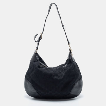 Gucci Black GG Canvas And Leather Charlotte Hobo