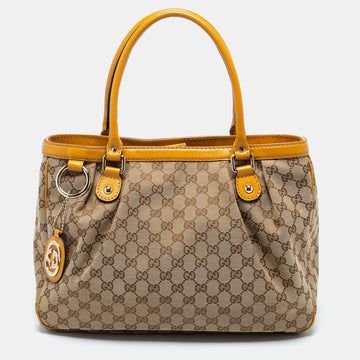 Gucci Beige GG Canvas and Leather Medium Sukey Tote