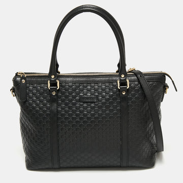 Gucci Black Microguccissima Leather Satchel