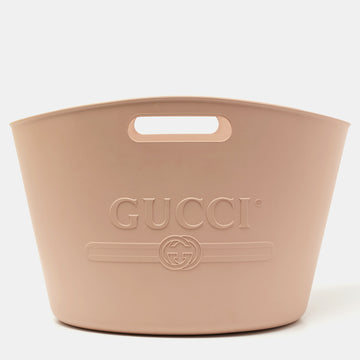 Gucci Beige Rubber Oversized Logo Tote