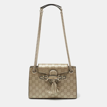 Gucci Gold  Guccissima Leather Emily Chain Shoulder Bag