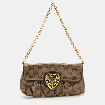 Gucci Beige GG Crystal Canvas and Leather Babouska Pochette