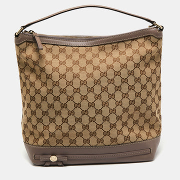 Gucci Beige/Brown GG Canvas And Leather Mayfair Hobo