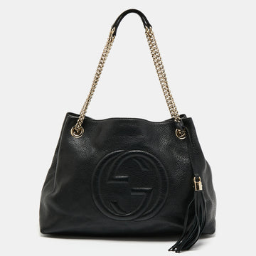 Gucci Black Leather Medium Soho Chain Tote