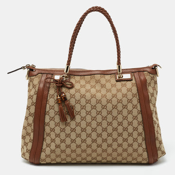 Gucci Beige/Brown GG Canvas and Leather Bella Tote