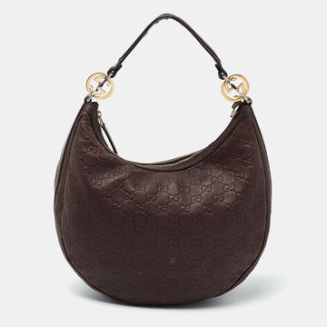 Gucci Brown Guccissima Leather Medium GG Twins Hobo