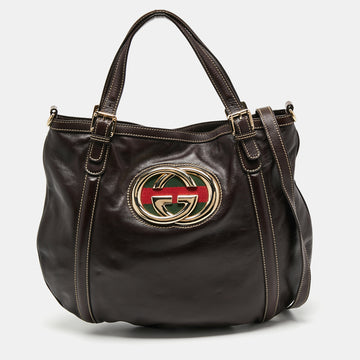 Gucci Brown Leather Britt Hobo