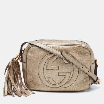 Gucci Metallic Beige Leather Small Soho Disco Shoulder Bag