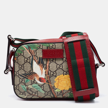 Gucci Beige/Red Tian Print GG Supreme Canvas and Leather Small Camera Bag