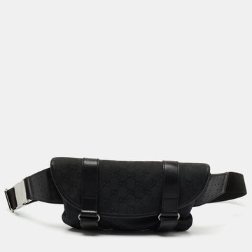 Gucci Black GG Canvas and Leather Waist Belt Bag