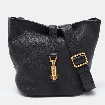 Gucci Black Leather Small Jackie Bucket Bag