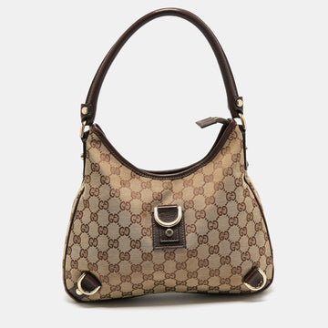 Gucci Beige Canvas and Leather Abbey D-Ring Hobo