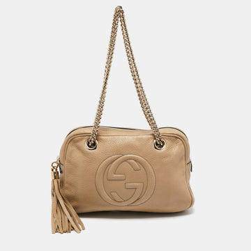 Gucci Beige Leather Large Soho Chain Shoulder Bag