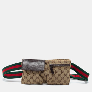 Gucci Beige GG Canvas Web Belt Bag