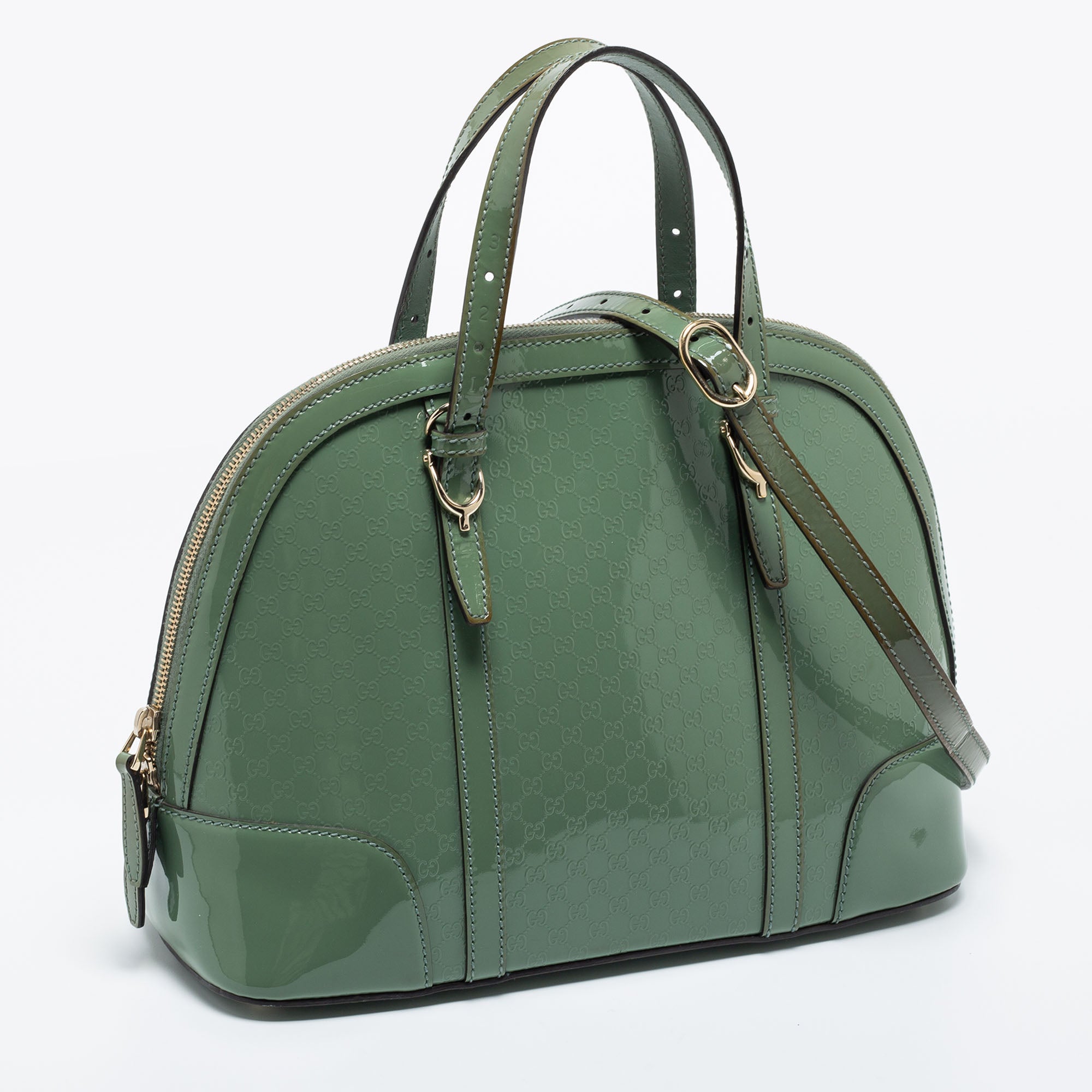 Gucci Green Microguccissima Patent Leather Nice Dome Satchel