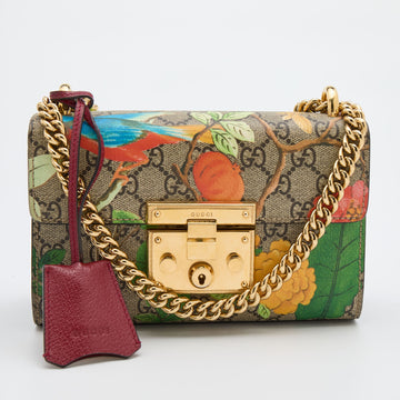 Gucci Multicolor Floral GG Supreme Canvas Small Padlock Shoulder Bag