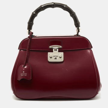 Gucci Burgundy Leather Lady Lock Top Handle Bag