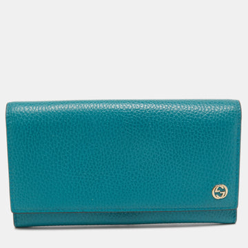 GUCCI Blue Leather Flap Continental Wallet