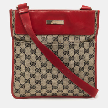 Gucci Beige/Red GG Canvas and Leather Messenger Bag