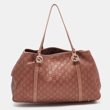 Gucci Metallic Bronze Guccissima Leather Large GG Twins Tote