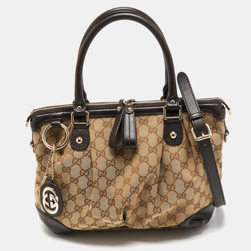 Gucci Beige/Ebony GG Canvas Medium Sukey Tote