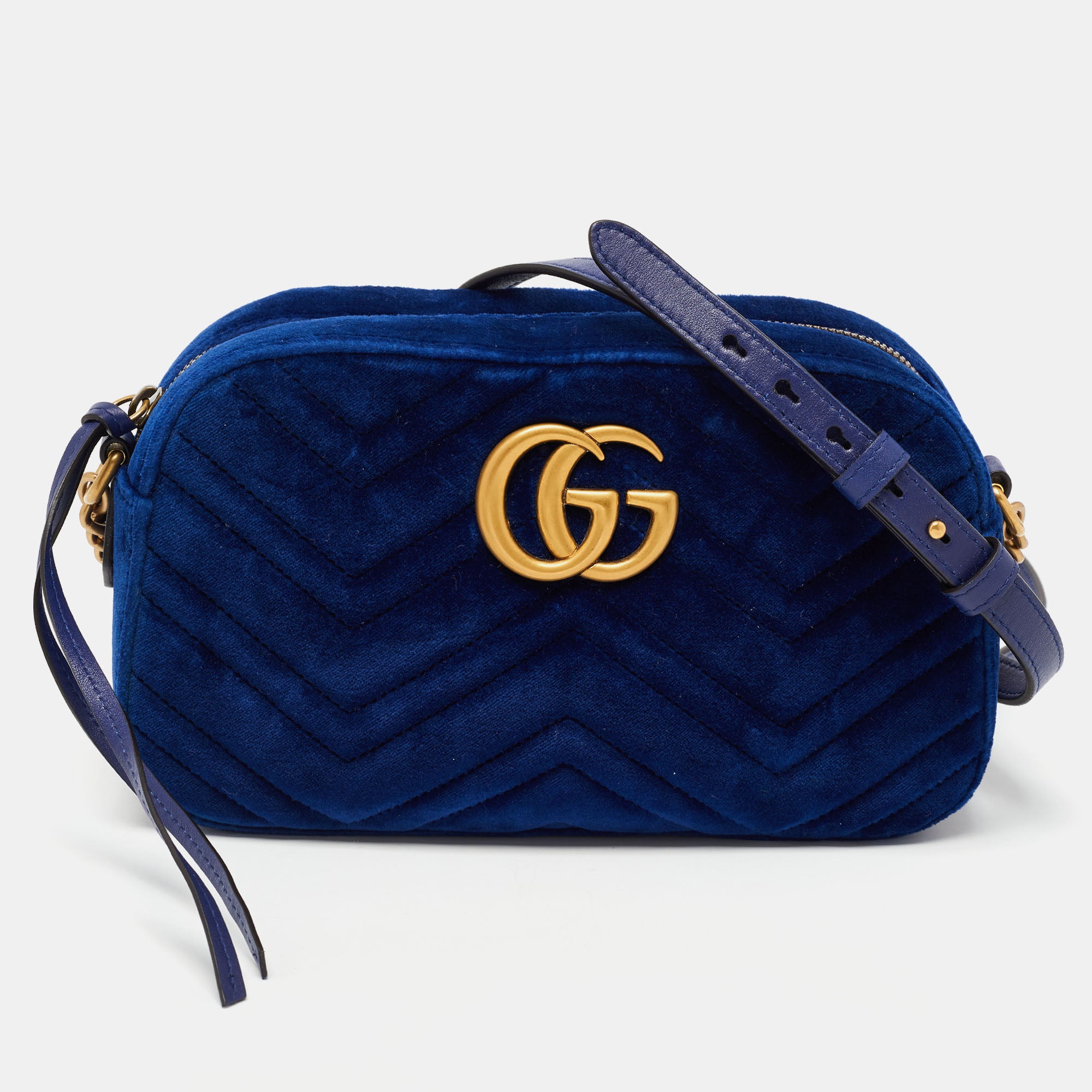 Gucci marmont mini hot sale blue velvet