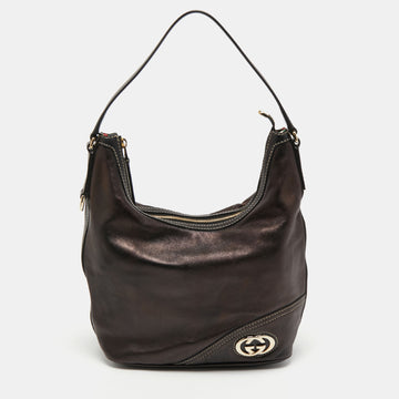 Gucci Black Leather Britt Hobo