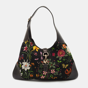 Gucci Multicolor Floral Print Canvas and Leather Jackie O Bouvier Hobo