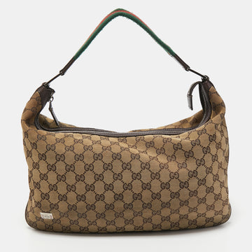 Gucci Beige/Ebony GG Canvas Web Pop Hobo