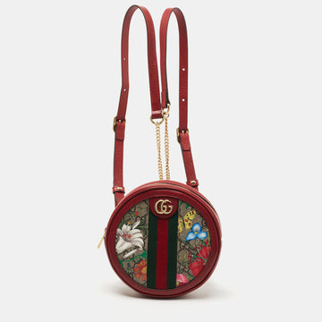 Gucci Multicolor GG Supreme Canvas and Leather Ophidia Round Flora Bag